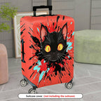 1-Piece Art Cat Splatter Red Black Yellow  Suitcase Luggage Cover, Stretch Protective Sleeve