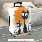 1-Piece Black Cat Abstract Orange Artistic Cute Creative  Suitcase Luggage Cover, Stretch Protective Sleeve