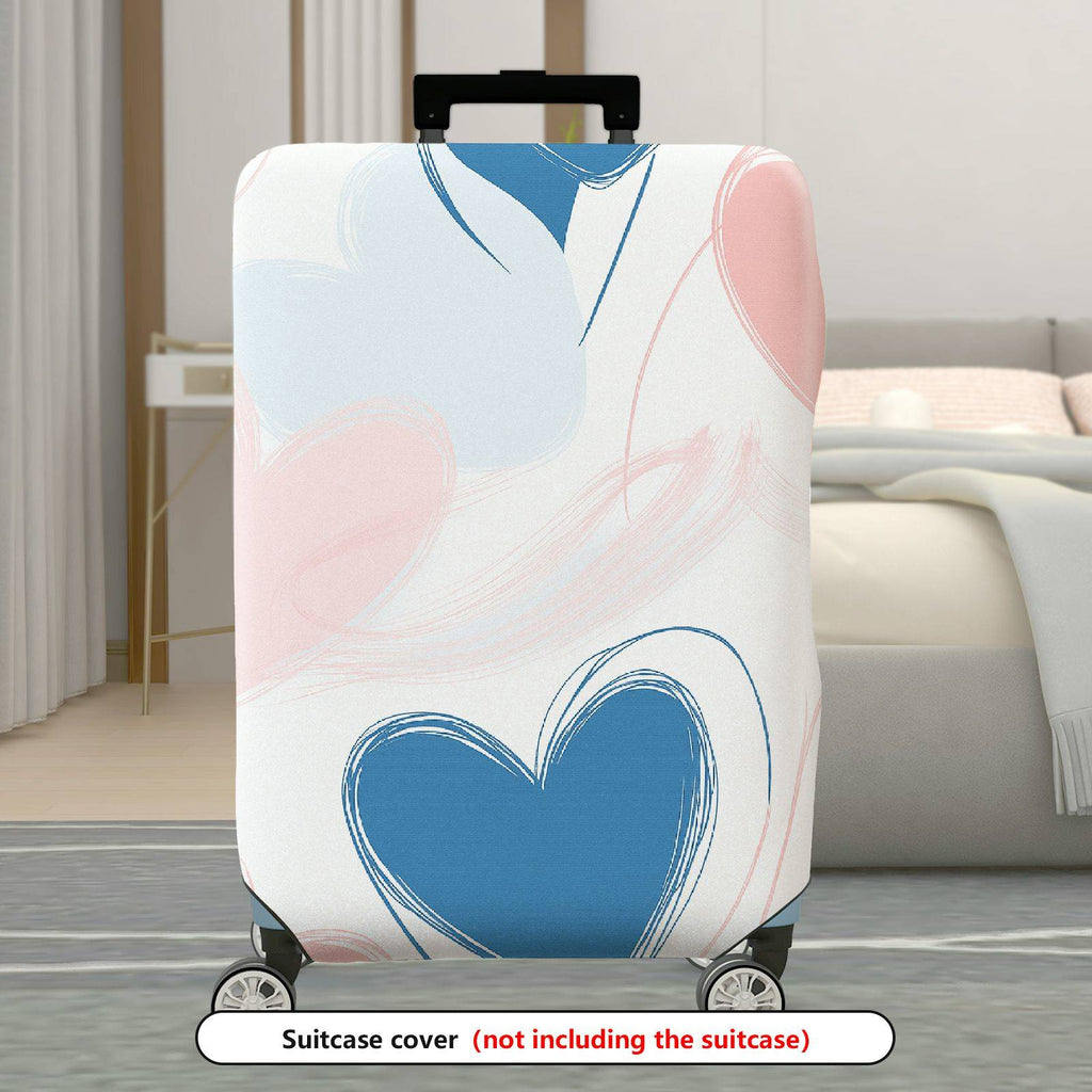 1-Piece Abstract Pastel Blue Heart Travel Luggage  Suitcase Luggage Cover, Stretch Protective Sleeve