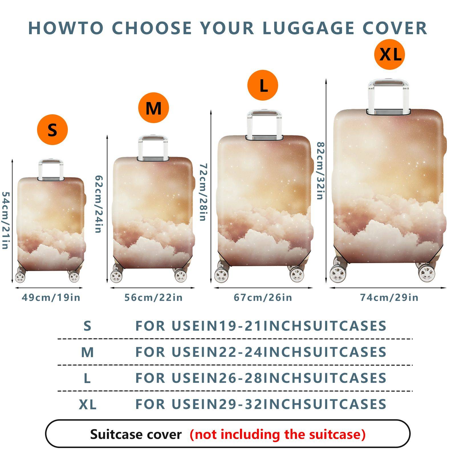 1-Piece Dreamy Starry Cloud Fantasy Cosmic Abstract  Suitcase Luggage Cover, Stretch Protective Sleeve