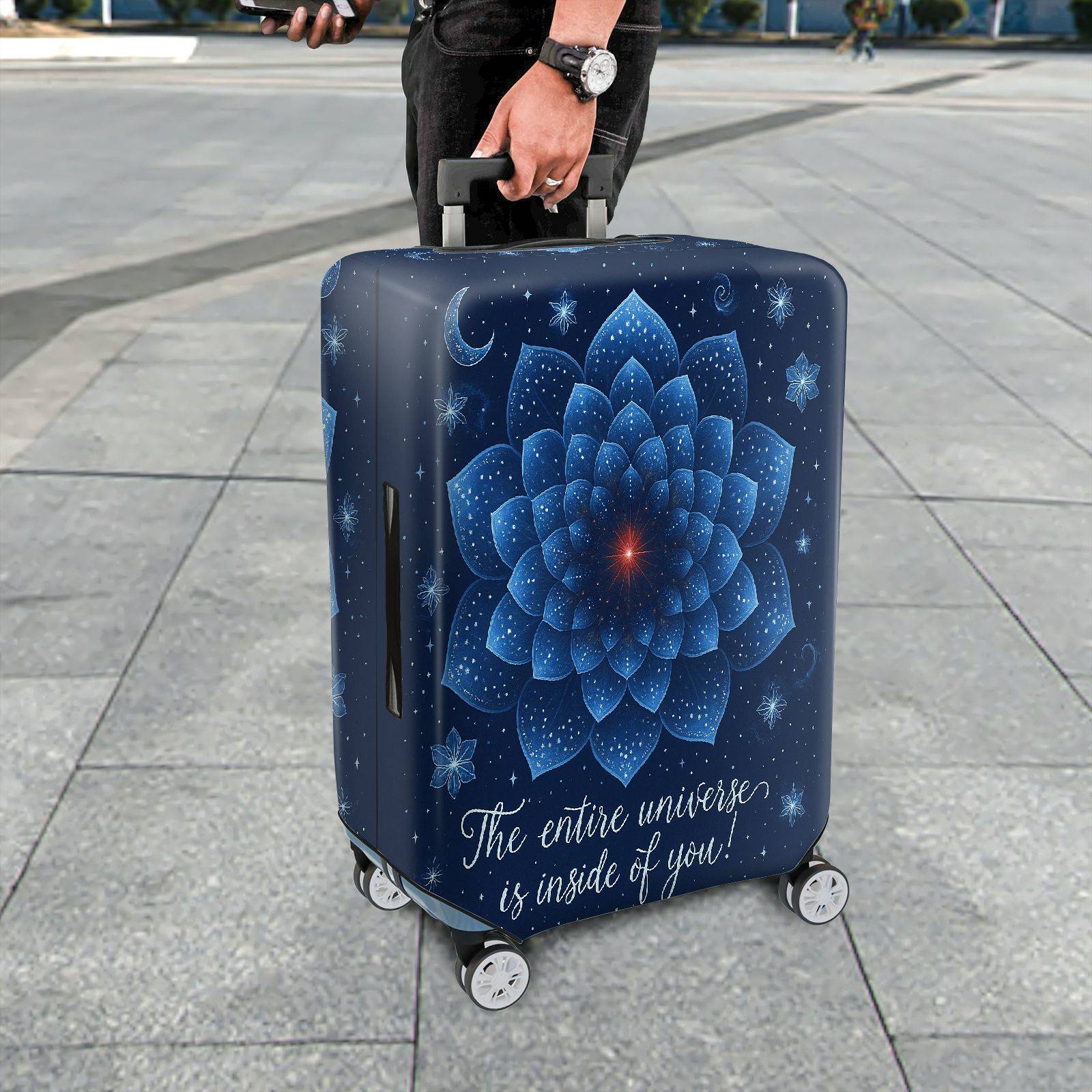 1-Piece Cosmic Mandala Galaxy Star Universe  Suitcase Luggage Cover, Stretch Protective Sleeve