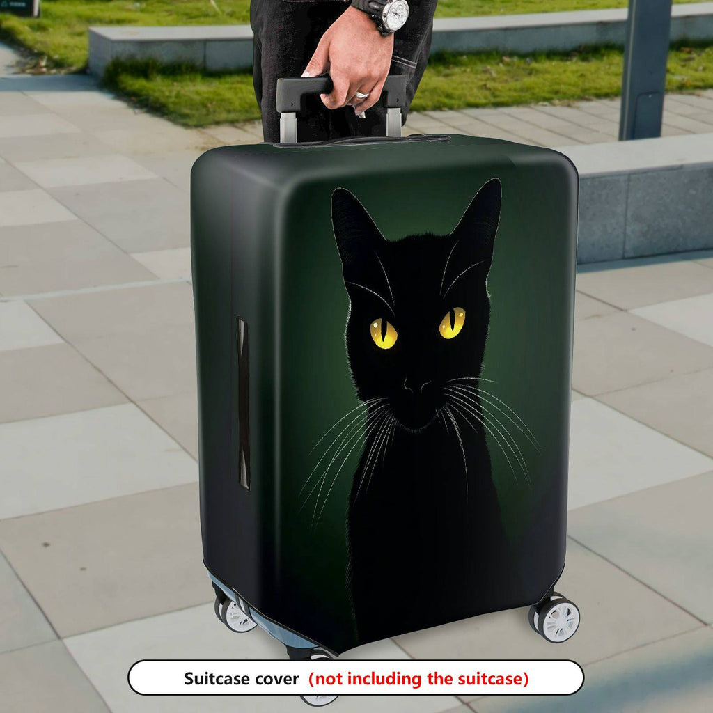 1-Piece Black Cat Pattern Mysterious Minimalist Artistic Luggage  Suitcase Luggage Cover, Stretch Protective Sleeve