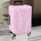 1-Piece Abstract Wavy Groovy Pink Purple  Suitcase Luggage Cover, Stretch Protective Sleeve