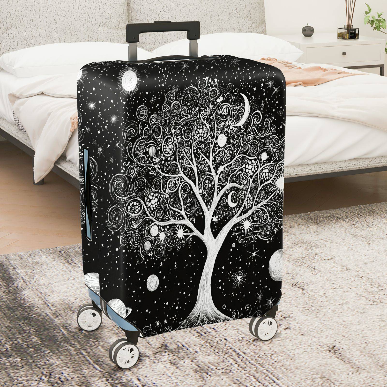 1-Piece Mystical Cosmic Tree Lunar Stars Planet  Suitcase Luggage Cover, Stretch Protective Sleeve
