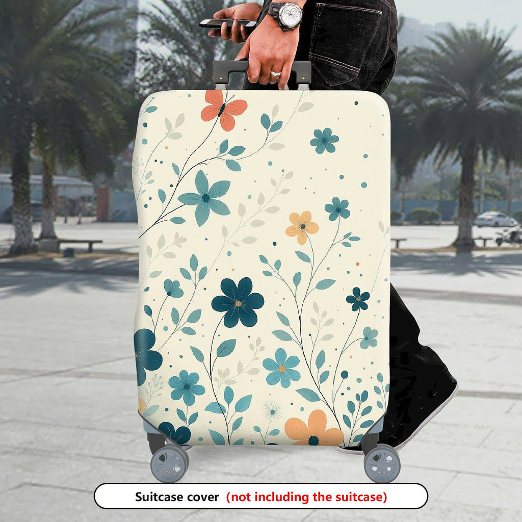 1-Piece Floral Leaf Pattern Decorative Travel  Suitcase Luggage Cover, Stretch Protective Sleeve