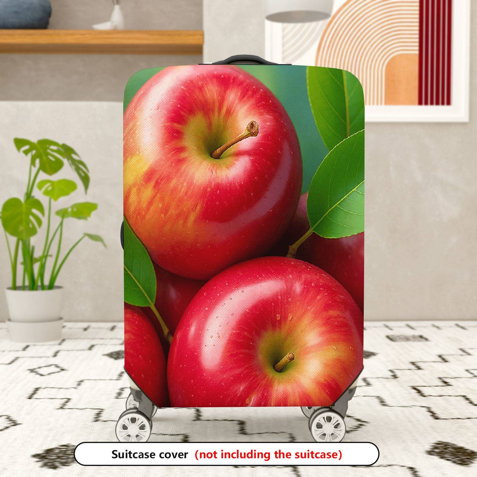 1-Piece Apple Leaf Fresh Nature Art Fruit Green  Suitcase Luggage Cover, Stretch Protective Sleeve