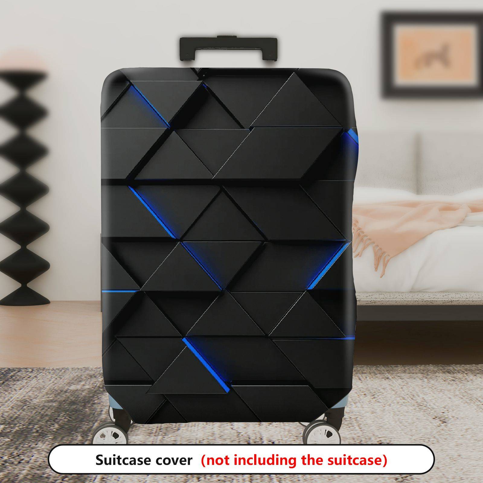 1-Piece Black Geometric Modern Stylish Abstract Artistic  Suitcase Luggage Cover, Stretch Protective Sleeve