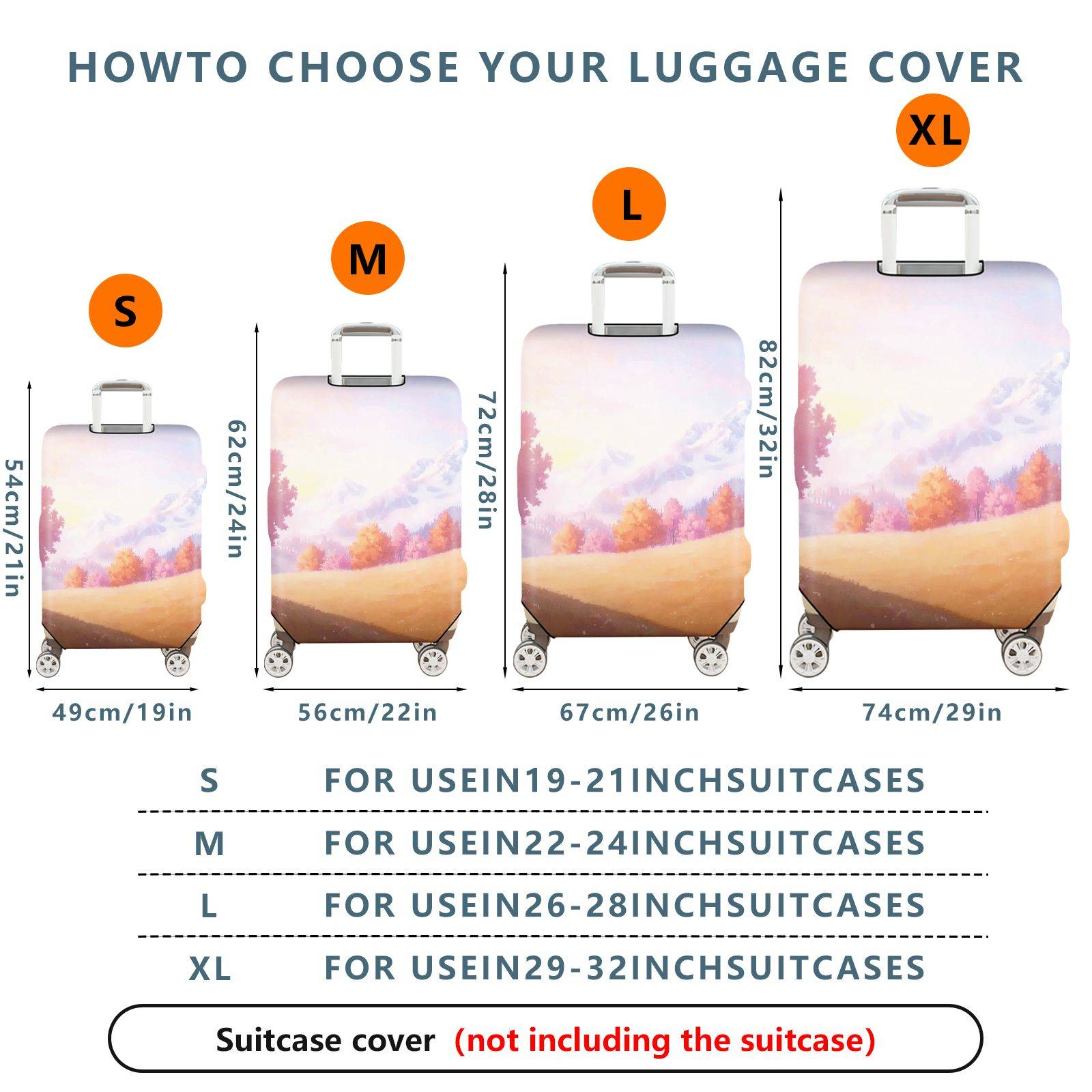 1-Piece Autumn Sunset Nature Landscape Mountain Tree  Suitcase Luggage Cover, Stretch Protective Sleeve