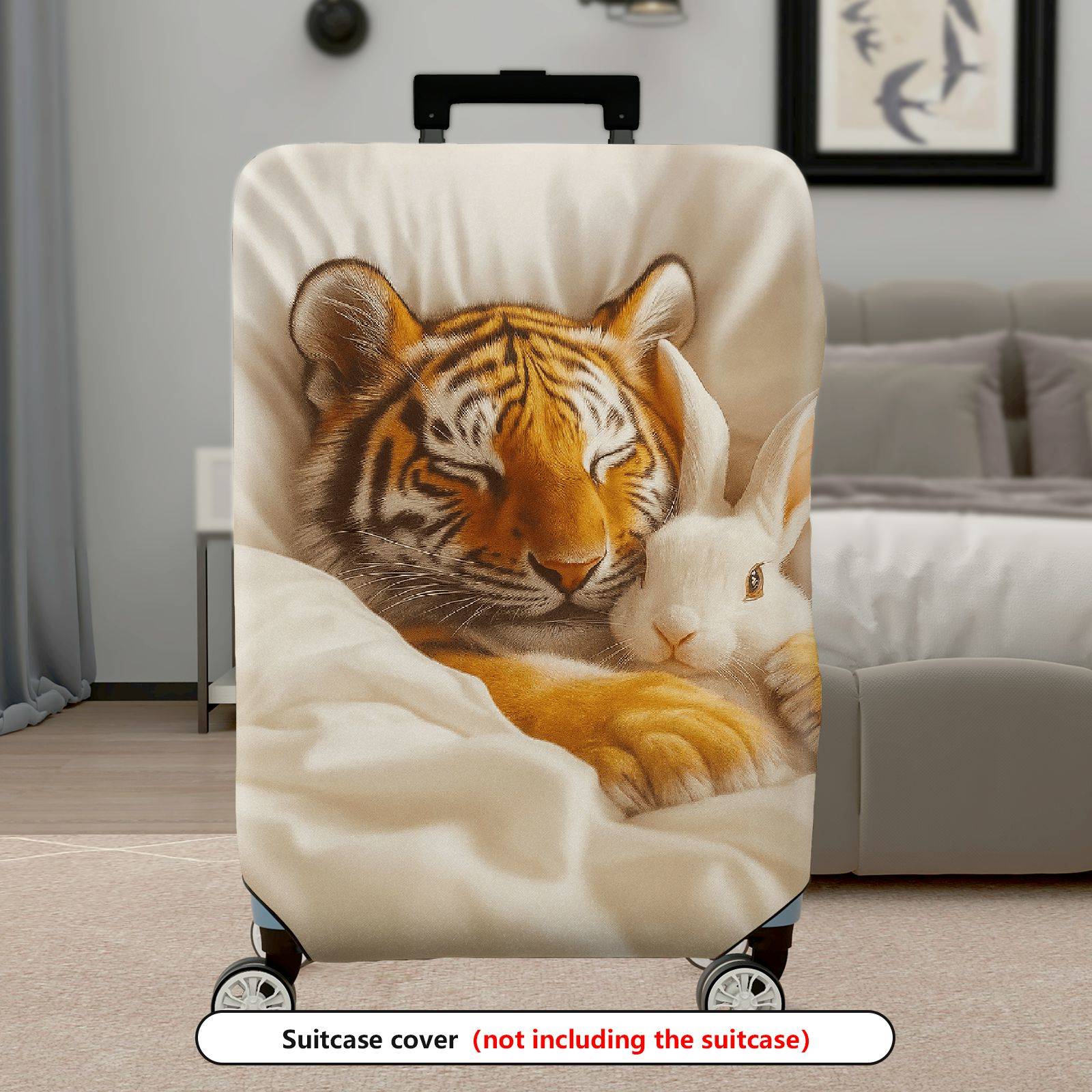 1-Piece Animal Tiger Rabbit Cozy Cute Stylish Warm  Suitcase Luggage Cover, Stretch Protective Sleeve
