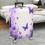 1-Piece Purple Butterfly Floral Pastoral Romantic Elegant  Suitcase Luggage Cover, Stretch Protective Sleeve
