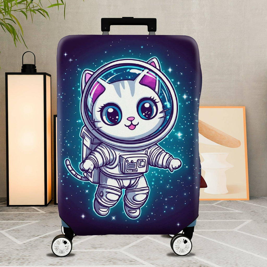1-Piece Cosmic Kitty Astronaut Space Galaxy Stars  Suitcase Luggage Cover, Stretch Protective Sleeve