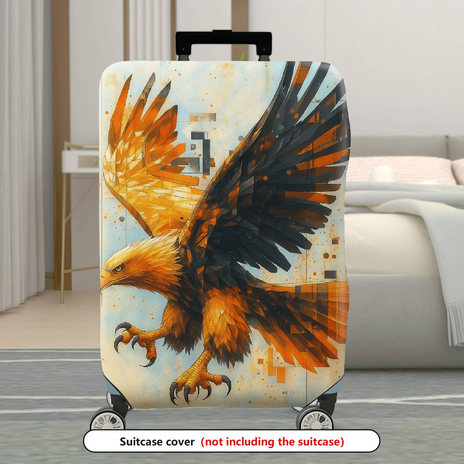 1-Piece Stylish Colorful Eagle Modern Art Geometric Travel  Suitcase Luggage Cover, Stretch Protective Sleeve