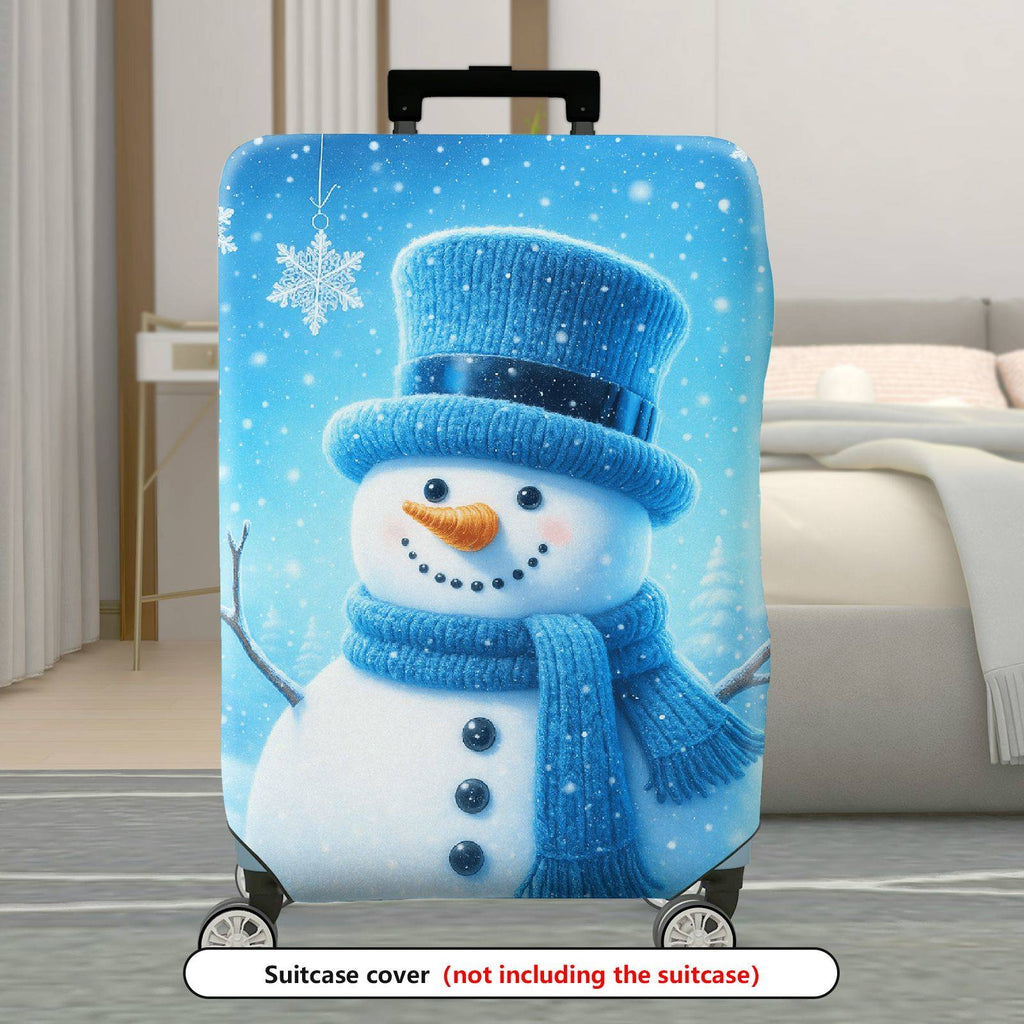 1-Piece Snowman Winter Christmas Holiday Fun Travel  Suitcase Luggage Cover, Stretch Protective Sleeve