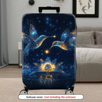1-Piece Cosmic Hummingbird Starry Flower Universe Glitter  Suitcase Luggage Cover, Stretch Protective Sleeve
