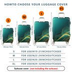 1-Piece Abstract Green Wave Flow Line Style Pattern  Suitcase Luggage Cover, Stretch Protective Sleeve