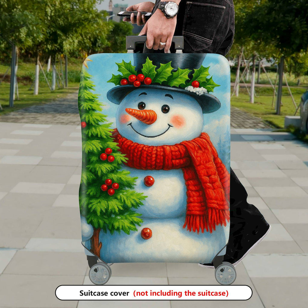 1-Piece Snowman Christmas Holiday Winter Festive  Suitcase Luggage Cover, Stretch Protective Sleeve