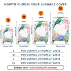 1-Piece Floral Bird Botanical Nature Art Pastel  Suitcase Luggage Cover, Stretch Protective Sleeve