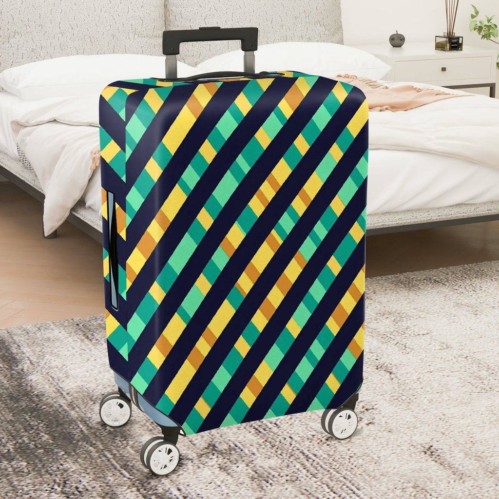 1-Piece Colorful Striped Geometric Pattern Vibrant Abstract Bold  Suitcase Luggage Cover, Stretch Protective Sleeve