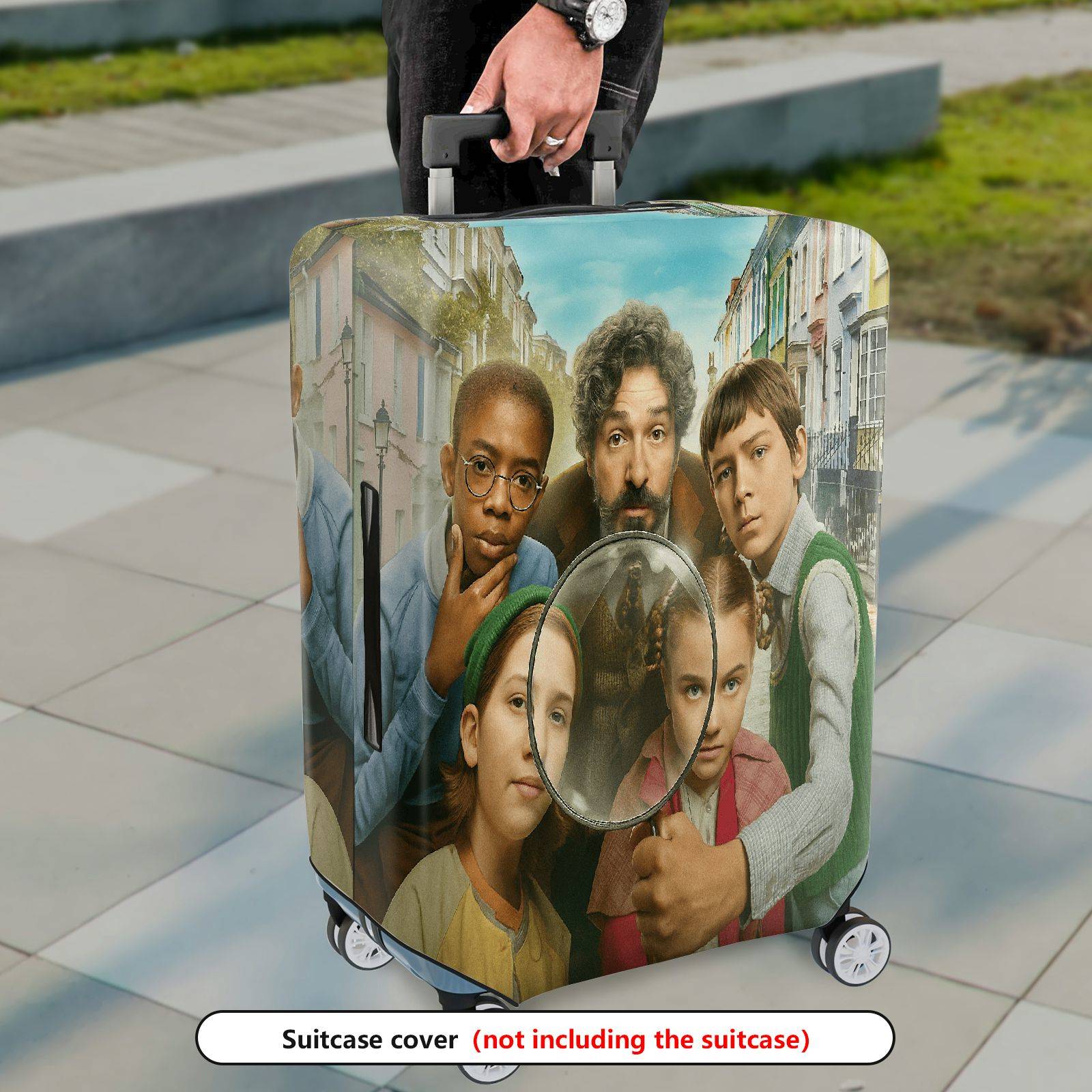 1-Piece Family Nostalgia Vintage Artistic Classic Streets Happy Tour  Suitcase Luggage Cover, Stretch Protective Sleeve