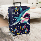 1-Piece Geometric Colorful Shark Ocean Fish Underwater  Suitcase Luggage Cover, Stretch Protective Sleeve