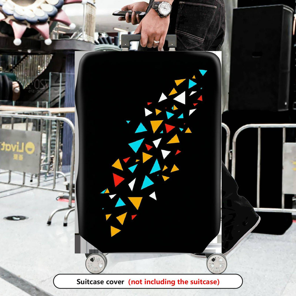 1-Piece Black Colorful Geometric Triangle Pattern  Suitcase Luggage Cover, Stretch Protective Sleeve