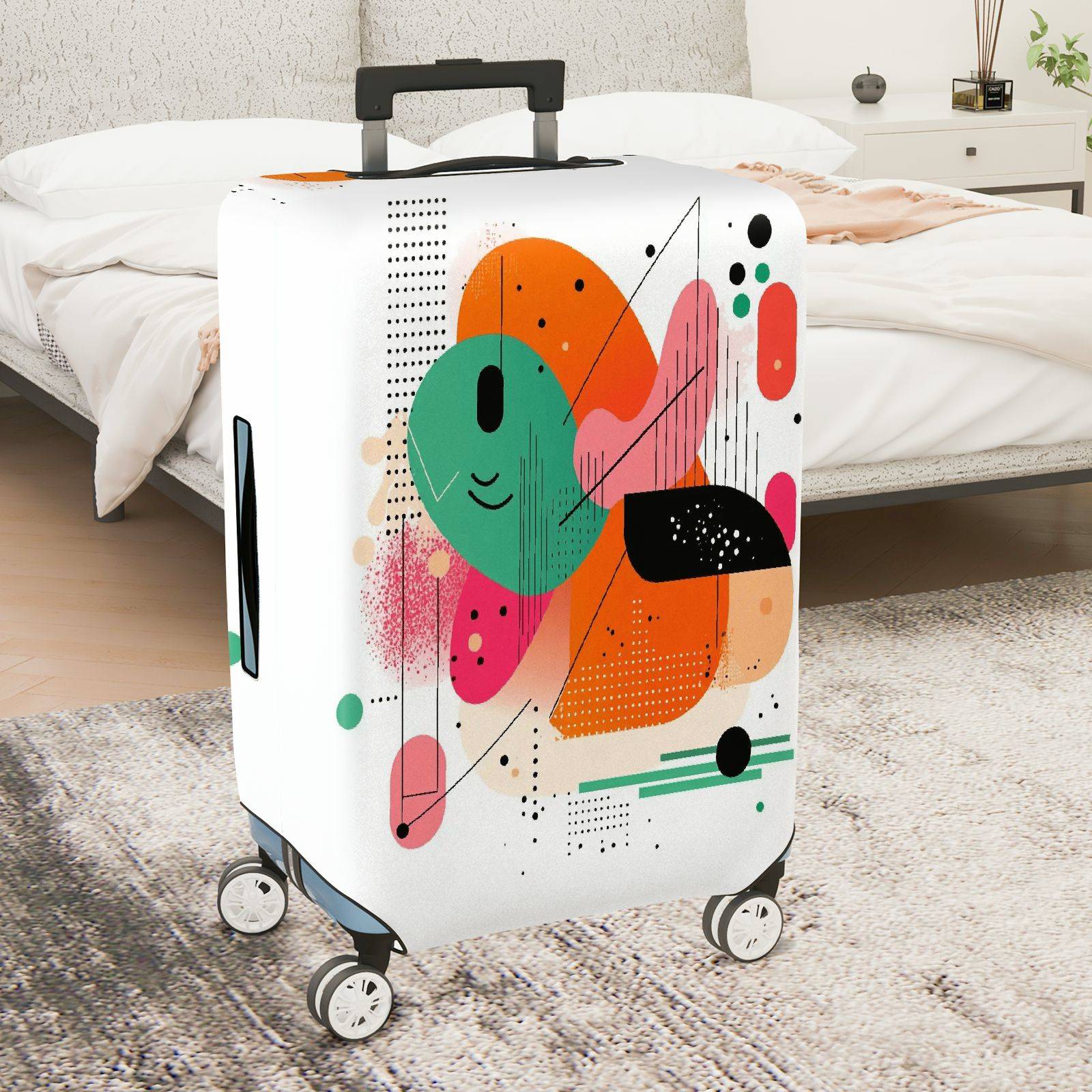 1-Piece Abstract Geometric Colorful Artistic Unique Modern  Suitcase Luggage Cover, Stretch Protective Sleeve