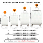 1-Piece Abstract Geometric  Green Scallop Pattern  Suitcase Luggage Cover, Stretch Protective Sleeve