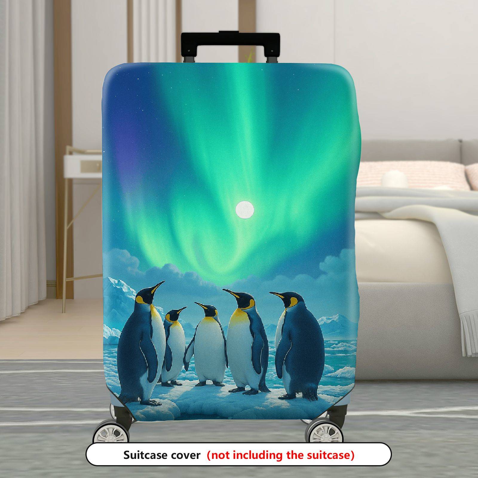 1-Piece Aurora Penguin Ice Landscape Glacier Winter  Suitcase Luggage Cover, Stretch Protective Sleeve