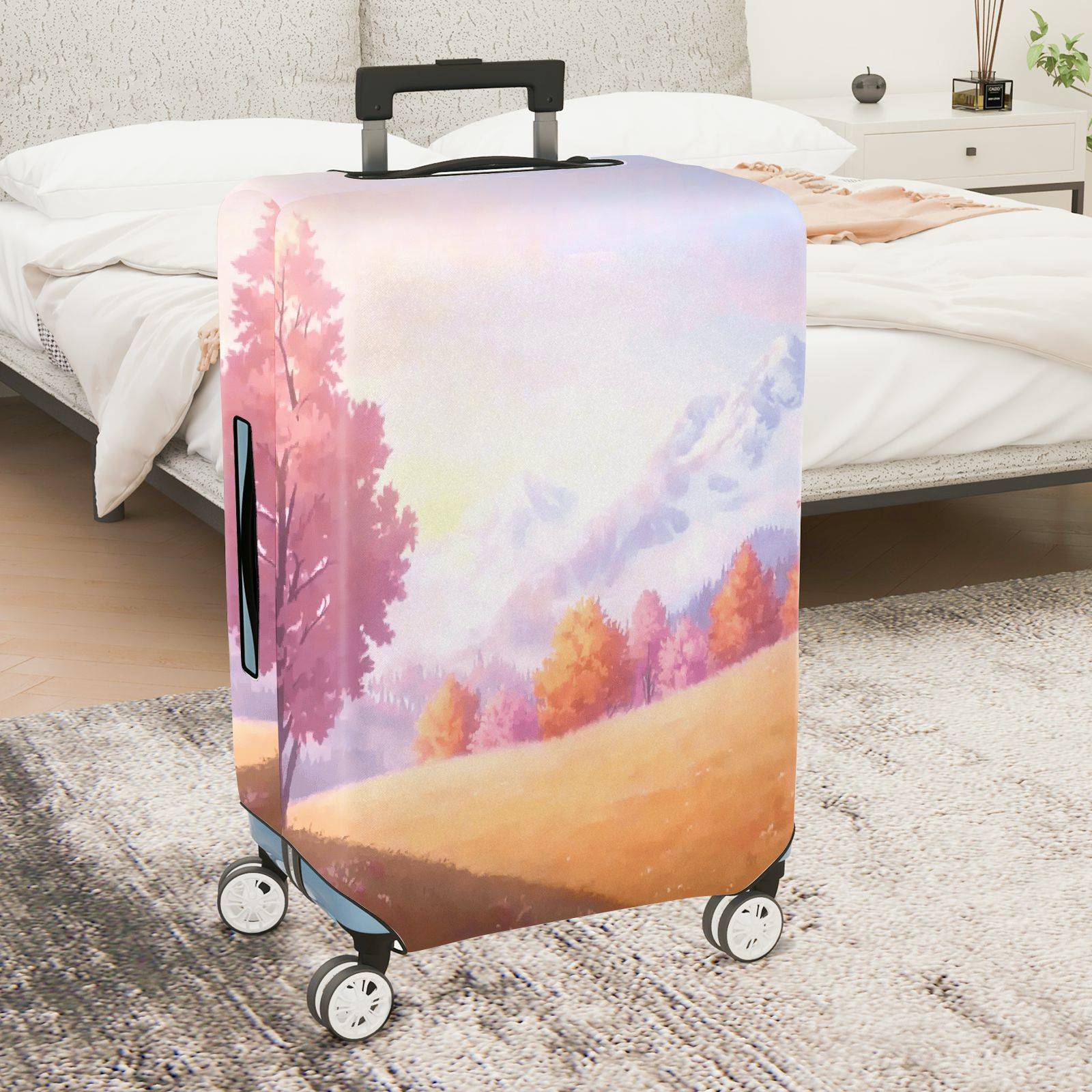 1-Piece Autumn Sunset Nature Landscape Mountain Tree  Suitcase Luggage Cover, Stretch Protective Sleeve