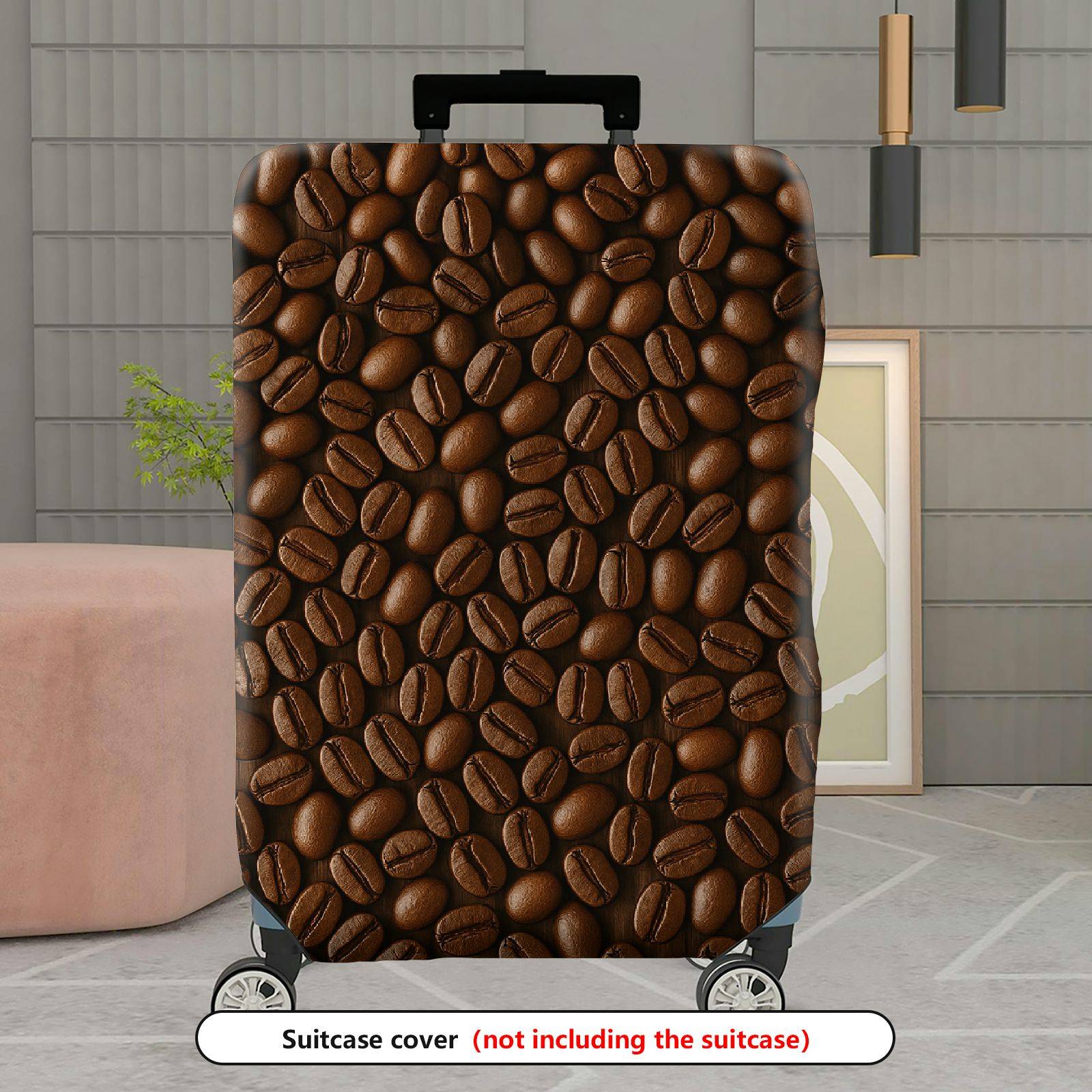 1-Piece Coffee Bean Espresso Pattern Travel Holiday Vacation  Suitcase Luggage Cover, Stretch Protective Sleeve