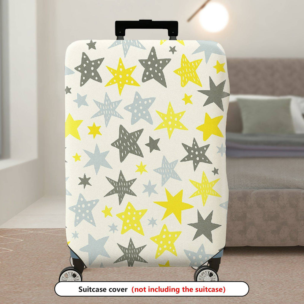 1-Piece Starry Yellow Grey White Astral Celestial Cosmic  Suitcase Luggage Cover, Stretch Protective Sleeve