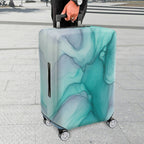 1-Piece Abstract Gradient Marble Artistic Ink Aqua Swirl  Suitcase Luggage Cover, Stretch Protective Sleeve