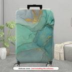 1-Piece Marble Gold Green Artistic Abstract Travel  Suitcase Luggage Cover, Stretch Protective Sleeve
