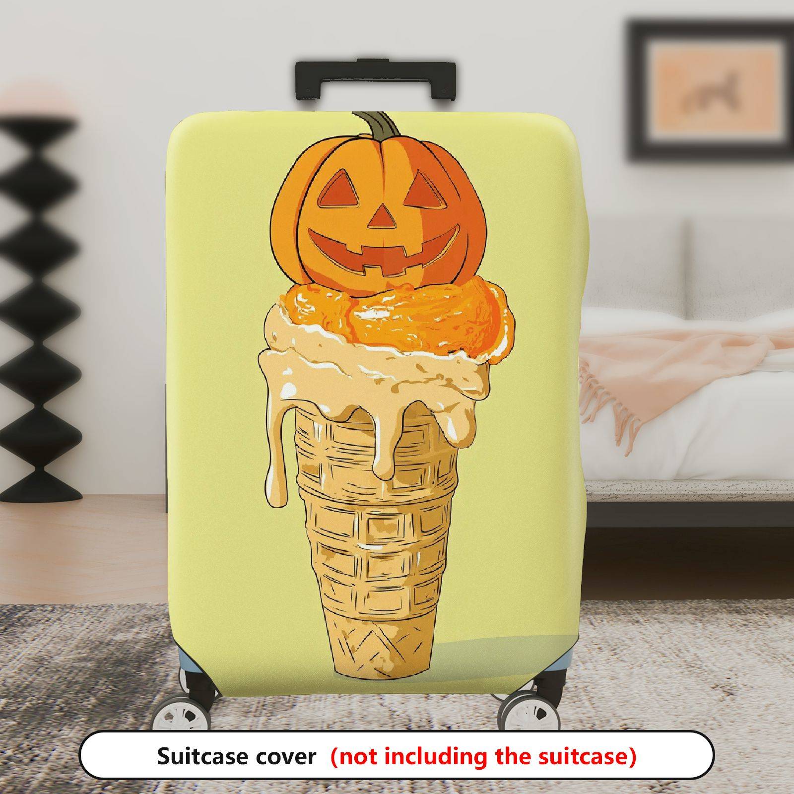 1-Piece Pumpkin Ice Cream Cone Halloween Holiday Decorative Travel  Suitcase Luggage Cover, Stretch Protective Sleeve