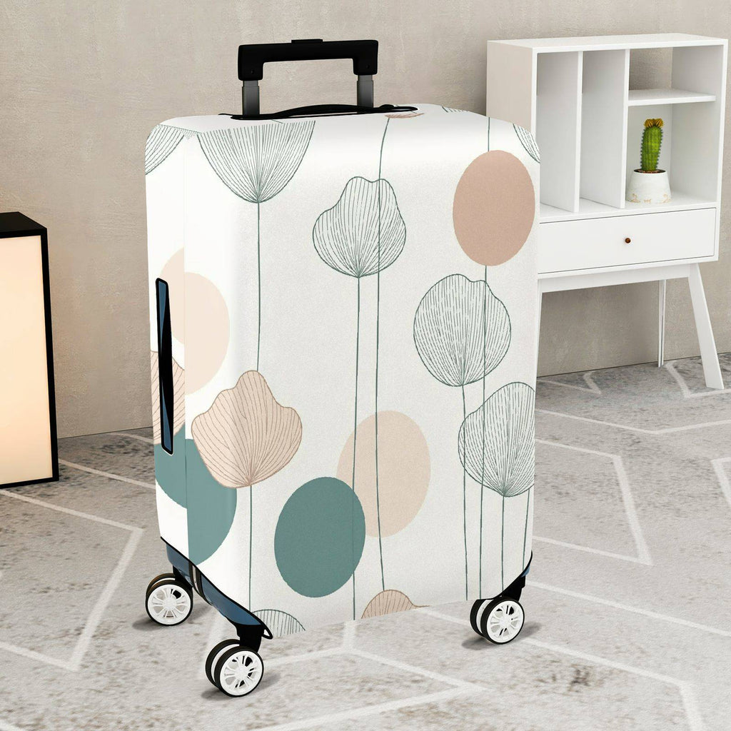 1-Piece Minimalist Vintage Botanical Geometric Abstract  Suitcase Luggage Cover, Stretch Protective Sleeve