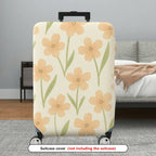 1-Piece Floral Botanical Beige Green Pastel Spring  Suitcase Luggage Cover, Stretch Protective Sleeve