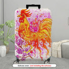 1-Piece Abstract Rooster Floral Art Colorful Travelling Painting  Suitcase Luggage Cover, Stretch Protective Sleeve
