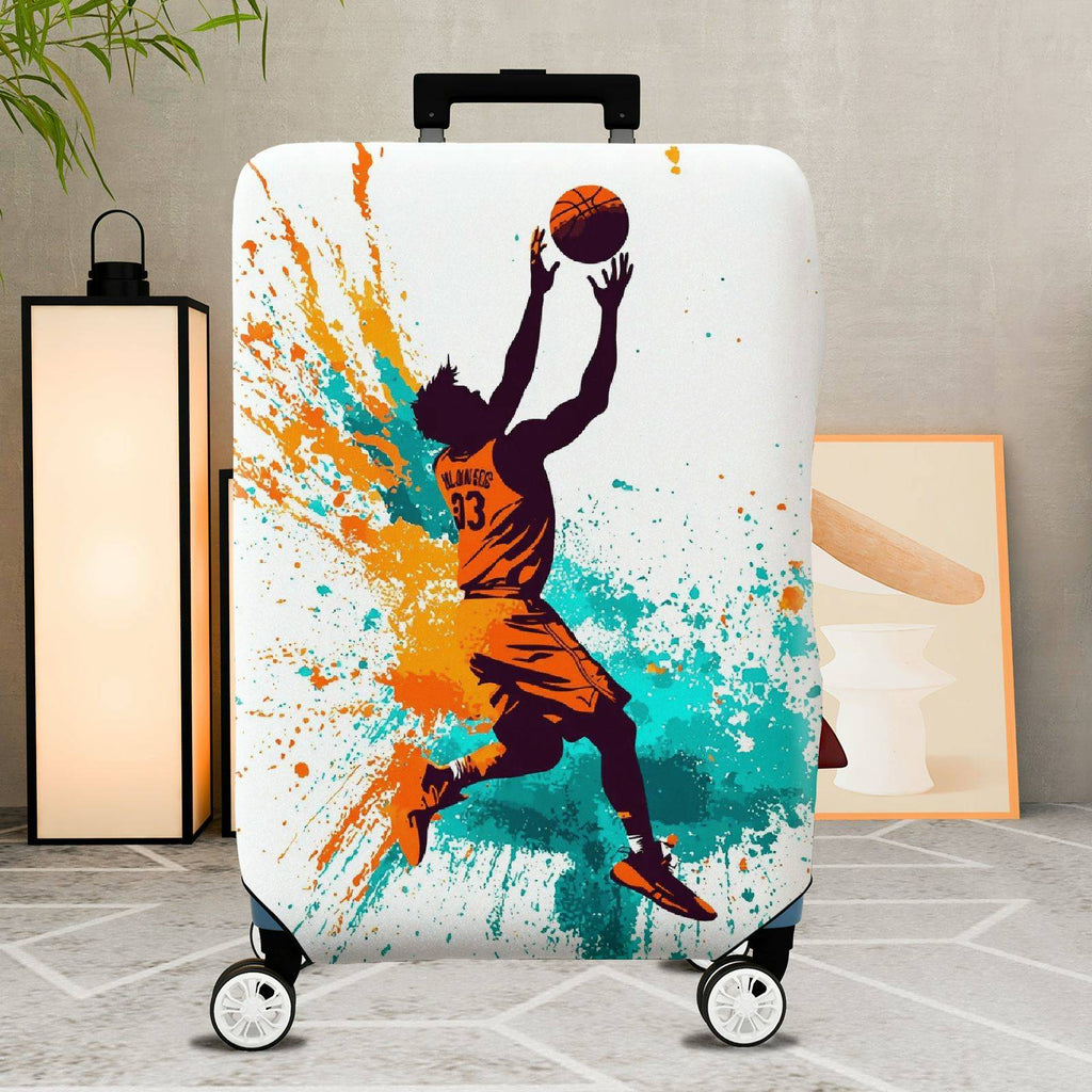 1-Piece Abstract Colorful Basketball Athlete Action Splash Artistic  Suitcase Luggage Cover, Stretch Protective Sleeve