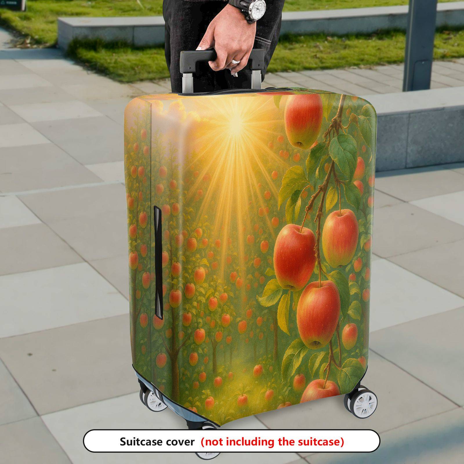 1-Piece Apple Orchard Sunset Nature Harvest Fruit Sun  Suitcase Luggage Cover, Stretch Protective Sleeve