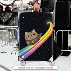 1-Piece Cute Cat Rainbow Galaxy Starry Night Cosmic  Suitcase Luggage Cover, Stretch Protective Sleeve