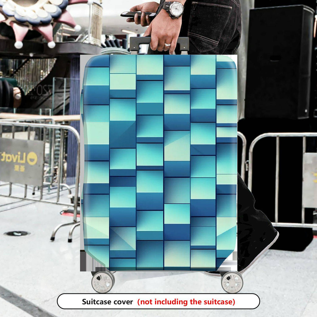 1-Piece Blue Geometric Abstract Modern Stylish Vibrant  Suitcase Luggage Cover, Stretch Protective Sleeve