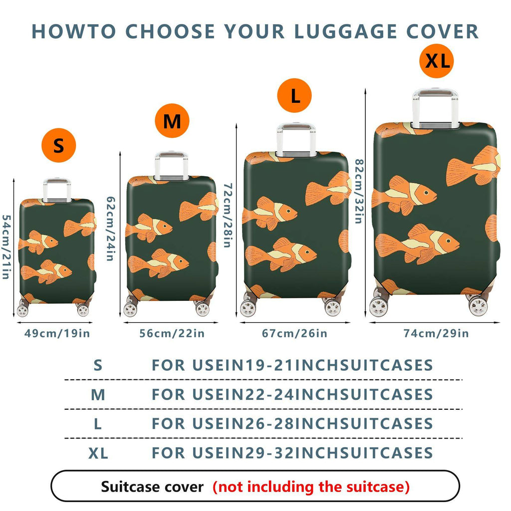 1-Piece Animal Fish Green Pattern  Suitcase Luggage Cover, Stretch Protective Sleeve