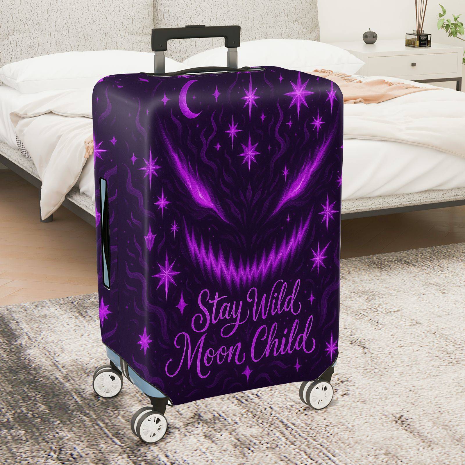 1-Piece Cosmic Moon Stars Mysterious Wild Child  Suitcase Luggage Cover, Stretch Protective Sleeve