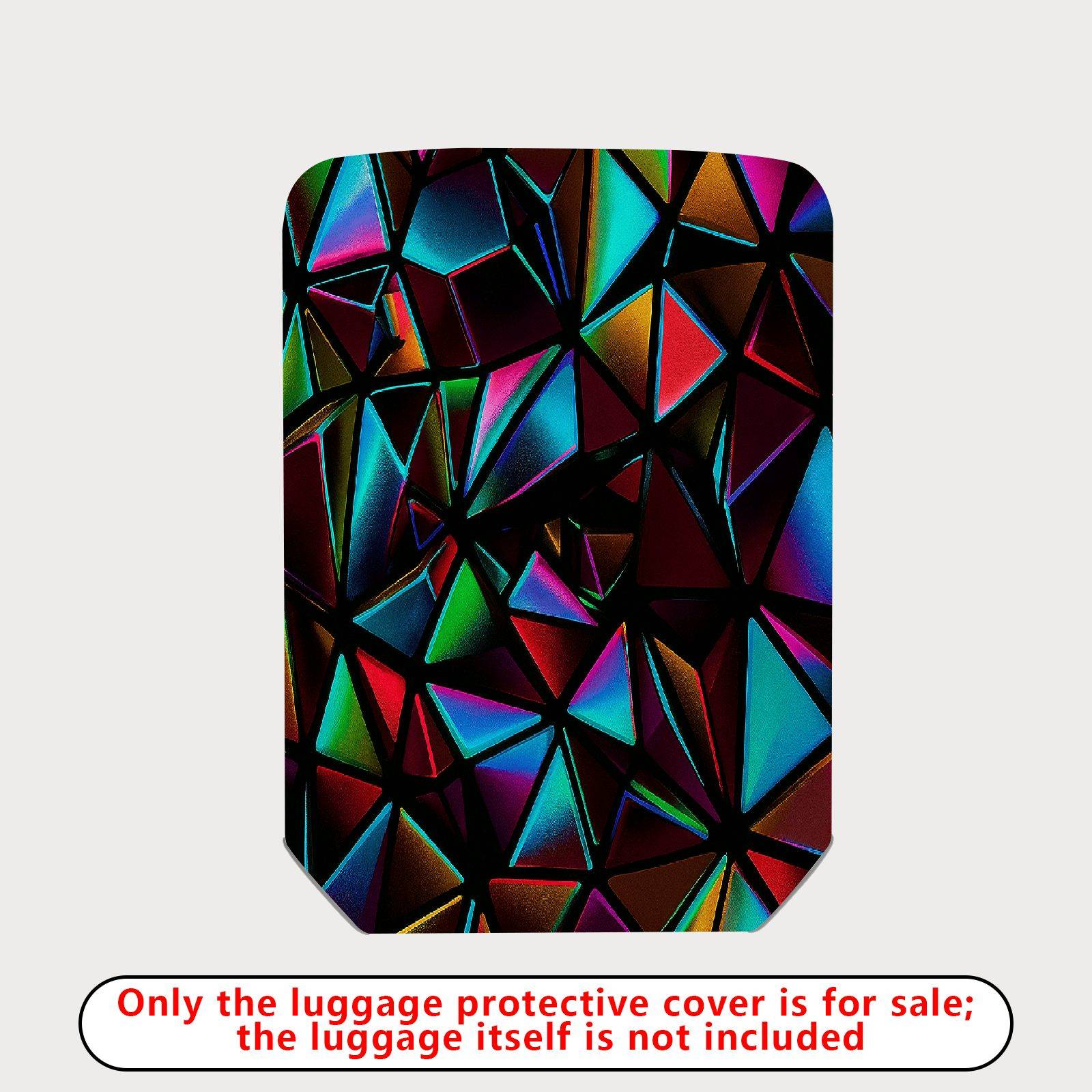 1-Piece Abstract Geometric Vibrant Colorful Prism Modern  Suitcase Luggage Cover, Stretch Protective Sleeve