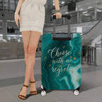 1-Piece Abstract Teal Gold Inspirational Artistic Motivational  Suitcase Luggage Cover, Stretch Protective Sleeve