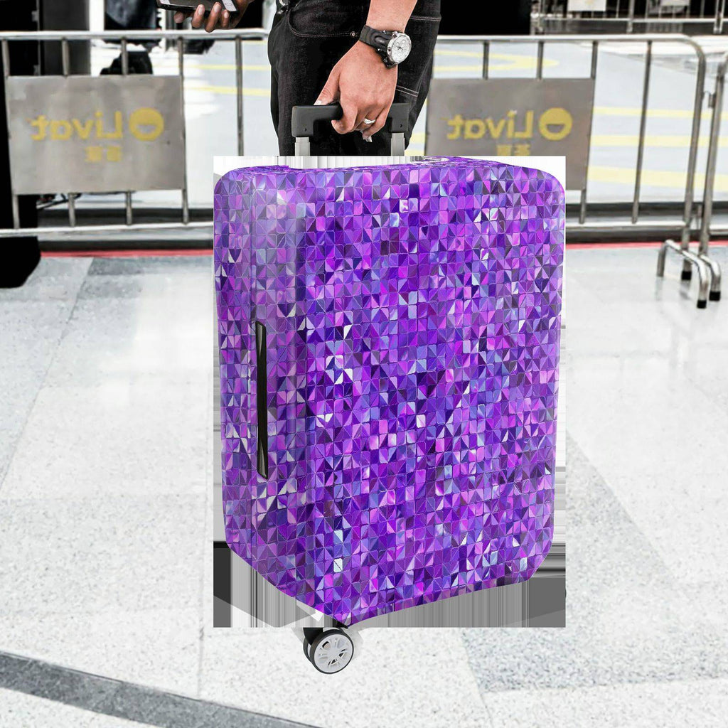 1-Piece Purple Geometric Mosaic Pattern  Suitcase Luggage Cover, Stretch Protective Sleeve