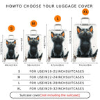 1-Piece Cute Cat Artistic Black Kitten Animal Nature  Suitcase Luggage Cover, Stretch Protective Sleeve
