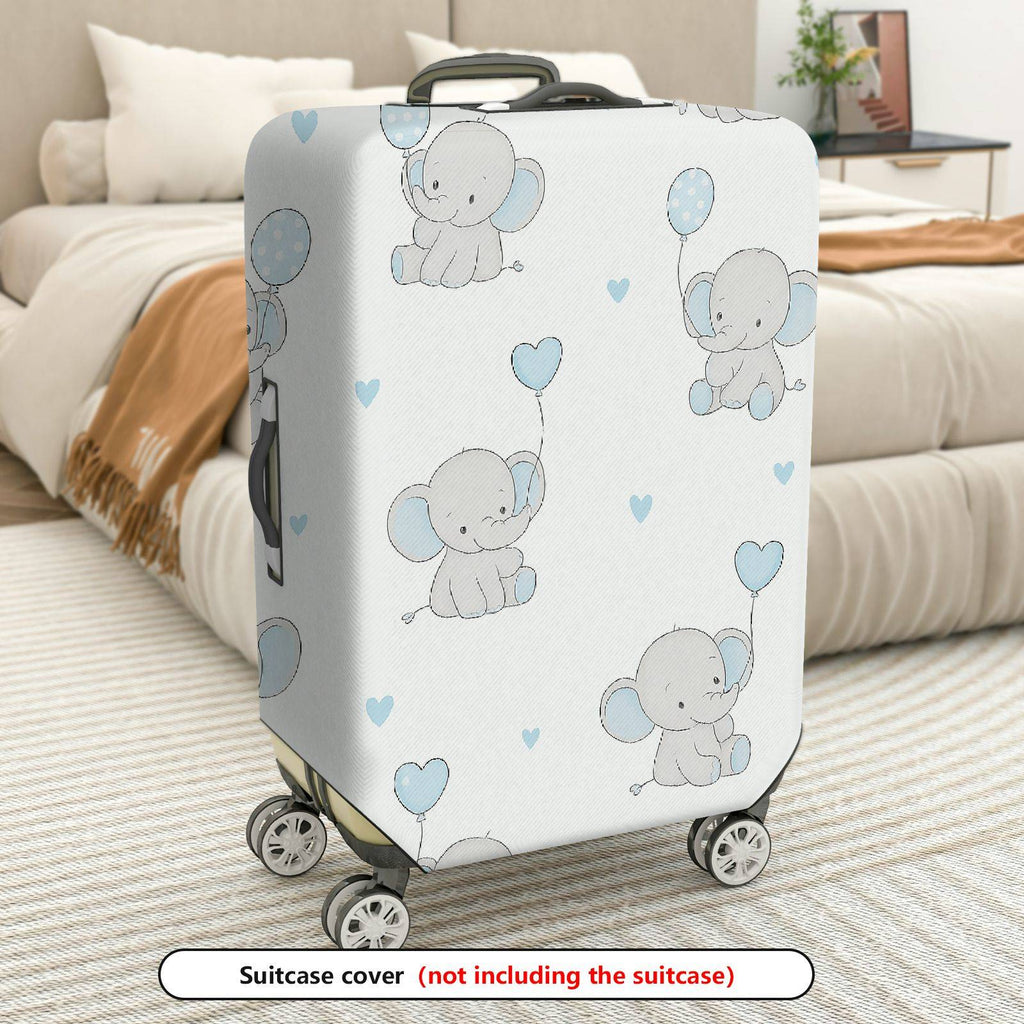 1-Piece Adorable Elephant Heart Balloon  Blue Animal Love  Suitcase Luggage Cover, Stretch Protective Sleeve