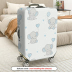 1-Piece Adorable Elephant Heart Balloon  Blue Animal Love  Suitcase Luggage Cover, Stretch Protective Sleeve