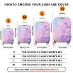 1-Piece Pink Purple Floral Butterfly Artistic Blooming  Suitcase Luggage Cover, Stretch Protective Sleeve